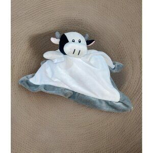 Baberoo Small Cow Security Blanket Baby Lovey Plush White Gray Black 12”x 12”